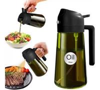 Aceitera de cocina / Botella de aceite 2 en 1, modelo opaco (con protección contra la luz), botella de aceite a prueba de fugas para uso doméstico en cocina, 2 en 1 con pulverizador y dispensador por