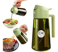 Aceitera de cocina / Botella de aceite 2 en 1, modelo opaco (con protección contra la luz), botella de aceite a prueba de fugas para uso doméstico en cocina, 2 en 1 con pulverizador y dispensador por