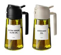 Aceitera de cocina / Botella de aceite 2 en 1, modelo opaco (con protección contra la luz), botella de aceite a prueba de fugas para uso doméstico en cocina, 2 en 1 con pulverizador y dispensador por