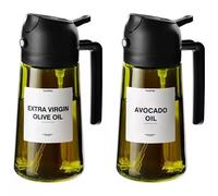 Aceitera de cocina / Botella de aceite 2 en 1, modelo opaco (con protección contra la luz), botella de aceite a prueba de fugas para uso doméstico en cocina, 2 en 1 con pulverizador y dispensador por