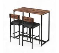 Acekool Conjunto de comedor para 2 personas - Mesa de bar con 2 sillas acolchadas y 3 grandes estantes - Muebles de cocina para espacios pequeños y apartamentos - Color clásico - Juego de 1 + 2