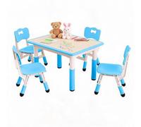 Acekool Mesa y 4 sillas para niños - Altura Ajustable, Escritorio Multiusos - Superficie antigrafiti, Patas Antideslizantes - Ideal para Estudio, Manualidades y Actividades en guardería, Aula u hogar