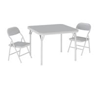 Acekool Set Plegable Mesa y Sillas Infantiles - Mesa Cuadrada Portátil Tapizada PU + 2 Sillas Acolchadas - Ligero y Ahorra Espacio, para Casa/Aula/Guardería y Viajes - Gris