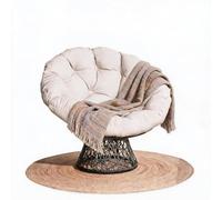 Acekool Sillón Papasan Giratorio Interior Exterior Mimbre Negro - Cojín Espeso 15cm - Estructura Acero Fuerte - Capacidad 159kg Impermeable - para Salón, Patio