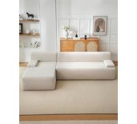 Acekool Sofá Esquinero Modular Estilo Nube 273 cm en Terciopelo Acanalado | Gran Chaise Longue a la Izquierda, Asiento Profundo, Entrega Compacta Sin Montaje