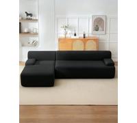 Acekool Sofá Esquinero Modular Estilo Nube 273 cm en Terciopelo Acanalado | Gran Chaise Longue a la Izquierda, Asiento Profundo, Entrega Compacta Sin Montaje