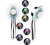 Acelerador de color para duchas de lluvia, dispositivos de ahorro de agua, cabezales de ducha grandes con función de cambio de color, 7 colores, 2 tipos de chorro de agua, protección contra la cal en 