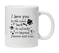 Acen Merchandise Taza y caja de regalo con texto, I Love You to The Moon and Back and To Infinity and Beyond, para regalo y te, cafe para oficina, trabajo y hogar