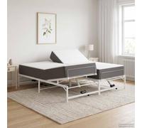Acero Eléctrico Ajustable Control Remoto Cabezal Pie Independiente 213 x | Estructura de Cama Ajustable Eléctrica 90x213 cm Blanco Base Metálica con Mando a Distancia para Colchón