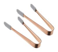 Acero Inoxidable 304 Pinzas para Hielo 2 Piezas | Color Dorado, Mango Cómodo de Silicona, Uso en Ensalada y Buffet, Servicio Preciso sin Aplastar