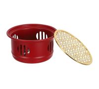 Acero Inoxidable Calentador de Té con Soporte para Velas, Rojo | Calor Suave y Temperatura Constante, Base Hueca para Mesa, Estilo Vintage Tradicional