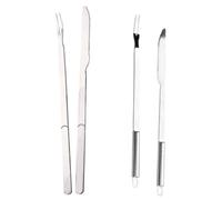 Acero Inoxidable Juego de Cuchillo y Tenedor 2 Juegos | Mango de Madera Antideslizante, Limpieza Fácil, Incluye Tenedor y Cortador, para Carne y Asados