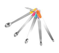 Acero Inoxidable Mini Cucharas Medidoras 5 Piezas | Plata, Mangos Antideslizantes y Agarre Cómodo, Juego Portátil para Especias y Repostería Fina
