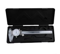 Acero inoxidable para calibrador de dial de 0 a 150 mm, alta precisión de 0,02 mm de resolución a prueba de golpes, calibre vernier con tuerca de ajuste fino para medición de metales e ingeniería