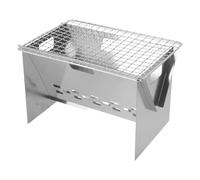 Acero Inoxidable Parrilla de Barbacoa Plegable para Camping Exterior | Montaje Rápido y Almacenamiento Compacto, Color Plata, para Brochetas y Leña, Picnics y Playa