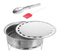 Acero Inoxidable Parrilla Portátil y Barbacoa para Camping Exterior | Diseño Compacto y Fácil de Guardar, Uso Versátil, Acabado Plata