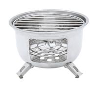 Acero Inoxidable Parrilla Redonda Portátil para Camping | Bordes Pulidos, Diseño Estable y Curvo, para Carbón y Tabletas Sólidas en Playa o Tailgate