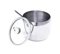 Acero Inoxidable Tarro de Condimentos Cuchara, Moderno | Vidrio y Acero Inoxidable, Uso Múltiple para Azúcar y Té Suelto, Buffet y Encimera