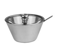Acero Inoxidable Tarro de Condimentos y Tapa Visible 250ml con Cuchara | Uso Doméstico y Buffet, para Sal y Condimentos, Superficie Lisa, Apto Contacto Alimentario
