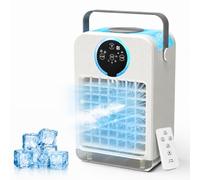 Aceshop Aire Acondicionado Portátil con Control Remoto, Mini Enfriador de Aire con 2-8H Temporizador, 3 Velocidades de Ventilador, 2 Modos de Nebulización, 700ML Climatizador Evaporativo para Hogar