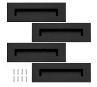 ACESOME 4 tiradores para puertas correderas, de acero inoxidable, aberturas laterales, término adhesivo para armarios, armarios y puertas secretas, incluye tornillos, color negro, 15 cm x 5 cm
