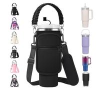 AceTreker Stanley - Bolsa de transporte para vasos de 40/880 ml con asa de paracaídas, funda de neopreno de acero inoxidable con 2 bolsillos, correa ajustable y funda para popote, para caminar,