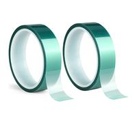ACIT Rollos de cinta de poliéster para alta temperatura, cinta de PET verde, cinta adhesiva de silicona, perfecta para: anodizado, impresora 3d, pintura termica (66m x 38mm)