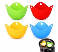 ACKKOR Juego de 4 Moldes para Huevos Pochados de Silicona, Escalfador de Huevos Antiadherente para Freidora de Aire, Microondas y Ollas, Libre de BPA, Fácil Limpieza
