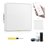 Acmerota Interruptor de luz de pared inteligente (se necesita neutro, 2 balancines), control remoto de interruptor inteligente WiFi sin Internet, compatibles con Amazon Alexa y Google Assistant.