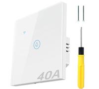 Acmerota Interruptor temporizador inteligente para calentador de inmersión, blanco, 40 A, WiFi, interruptor táctil inteligente para caldera, compatible con Alexa y Google Home