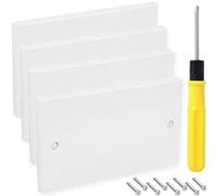 Acmerota Paquete de 4 placas ciegas de 2 bandas, placa ciega doble para enchufes de cubierta, decoración del hogar, cubrir imperfecciones, placa de pared blanca con destornillador