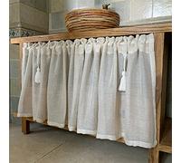 ACMHNC Cortinas Translúcida de Moderno Visillo Corta de Cocina Estilo Rural Media Cortina Decoración del Hogar para Sala de Estar Habitación Niños Comedor Baño 1 Pieza,Blanco,W x H 100x75cm