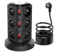 Acodot Torre Regletas Enchufes, Regleta Enchufes Proteccion Sobretension con Interruptor con 12 Tomas de AC y 3 USB Regleta Vertical, 3M Enchufe Multiple es Adecuado para Escritorios y Dormitorios