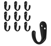 ACOLY Paquete de 10 ganchos de pared de una sola punta de latón negro mate: perchas decorativas para organizar abrigos, sombreros, ropa, bolsos y toallas.
