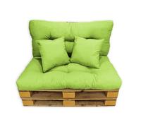 Acomoda Textil - Cojines Sofá Palets. Conjunto 4 Piezas para Palet, Asiento 120x80 cm + Respaldo + 2 Cojines. Cómodo y Elegante para Interior y Exterior, NO Incluye PALETS. (Pistacho)