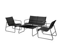 Acomoda Textil - Conjunto de Jardín 4 Piezas con Sofá, 2 Sillones y Mesa de Centro. Set Exterior para Terraza, Patio o Balcón Fácil Instalación. (Gris)