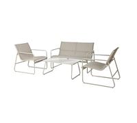 Acomoda Textil - Conjunto de Jardín 4 Piezas con Sofá, 2 Sillones y Mesa de Centro. Set Exterior para Terraza, Patio o Balcón Fácil Instalación. (Beige)