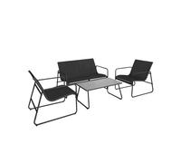 Acomoda textil - conjunto jardín de sofá + 2 sillones + mesa de acero resistente, decorativo y ligero. asiento para exterior en patio, balcón y terraza de fácil instalación. (negro, 4 piezas)