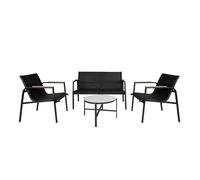 Acomoda Textil - Conjunto Jardín de Sofá + 2 Sillones + Mesa de Acero Resistente, Decorativo y Ligero. Asiento para Exterior en Patio, Balcón y Terraza de Fácil Instalación. (Negro, 4 Piezas) Black