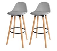 Acomoda textil - juego de 2 taburetes de bar para cocina, salón, comedor y restaurante. silla alta, cómoda y acolchada con respaldo y reposapiés 40,5x38x91,5 cm. (gris)