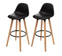 Acomoda textil - juego de 2 taburetes de bar para cocina, salón, comedor y restaurante. silla alta, cómoda y acolchada con respaldo y reposapiés 40,5x38x91,5 cm. (negro)