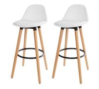 Acomoda textil - juego de 2 taburetes de bar para cocina, salón, comedor y restaurante. silla alta, cómoda y acolchada con respaldo y reposapiés 40,5x38x91,5 cm. (blanco)