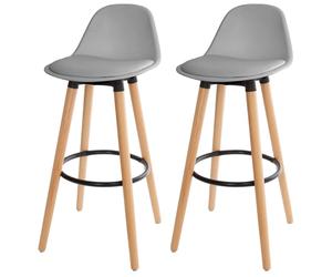 Acomoda Textil - Juego de 2 Taburetes de Bar para Cocina, Salón, comedor y Restaurante. Silla Alta, Cómoda y Acolchada con Respaldo y Reposapiés 40,5x38x91,5 cm.