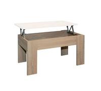 Acomoda textil - mesa de centro elevable para almacenamiento de madera gala. mesita amplia y cómoda para salón y comedor 46x90x50 cm. (blanco-cambria)