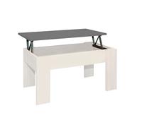 Acomoda textil - mesa de centro elevable para almacenamiento de madera gala. mesita amplia y cómoda para salón y comedor 46x90x50 cm. (blanco-piedra)