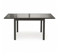 Acomoda Textil - Mesa Extensible 90-180 cm de Cristal y Estructura de Aluminio Resistente, Altura 75 cm y Diseño Moderno para Comedor, Jardín, Terraza o Patio. Mesa Funcional y Estable Uso Exterior
