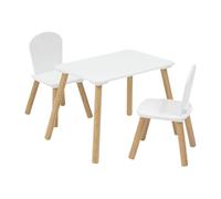 Acomoda Textil - Set Infantil de Mesa y 2 Sillas para Niños, Conjunto de Muebles para Dormitorio, Sala de Juegos o Guardería, Ideal para Dibujar, Leer, Estudiar, Jugar y Manualidades. (Blanco)