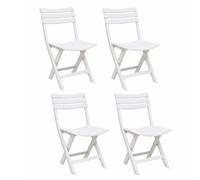 Acomoda Textil Silla Plegable de Exterior Blanca 44x41x78 cm en Resina para Jardin Terraza con Respaldo de Lamas Ligera Resistente Facil de Guardar para Piscina o Comedor Exterior. (Pack 4 Ud)