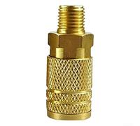 Acoplador de liberación rápida de hierro macho NPT de 1/4 NPT para herramientas neumáticas, inflador de neumáticos, sello de alta presión, dorado, 1 unidad (A)