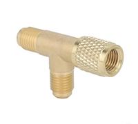 Acoplador rápido de latón A/C adaptador en T de 1/4 pulgadas SAE para R22 R134a - Medidor de vacío para puerto de acceso con depresor integrado - HVAC para montaje de herramientas de servicio